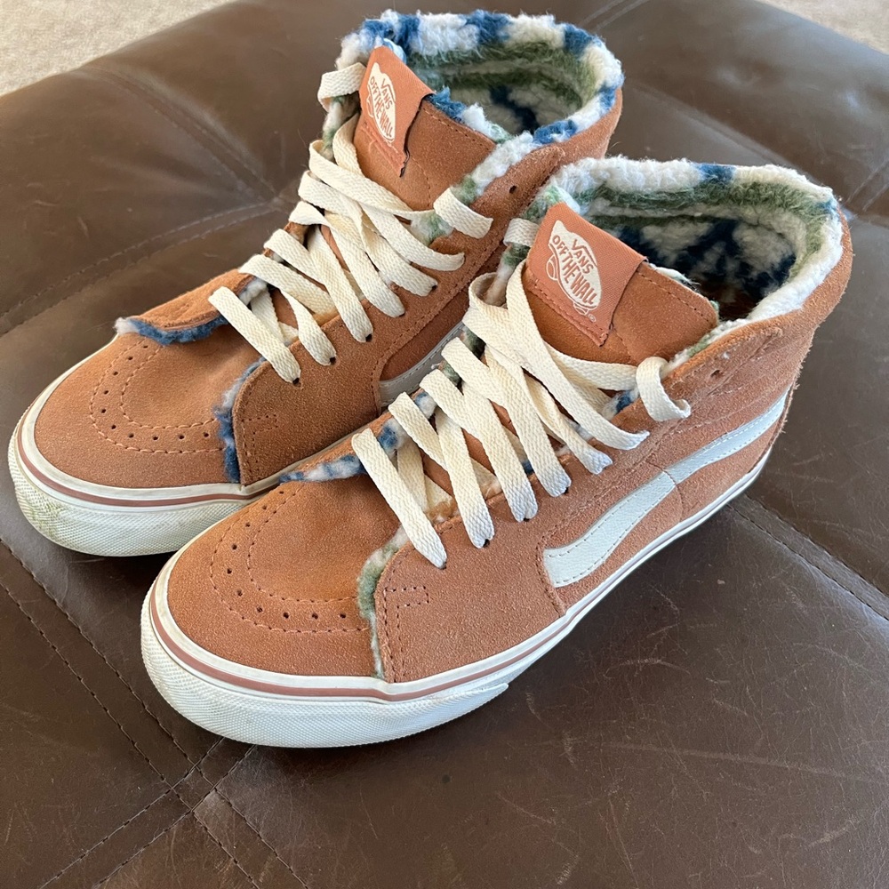Vans Brown Suede High-Tops with White Accents